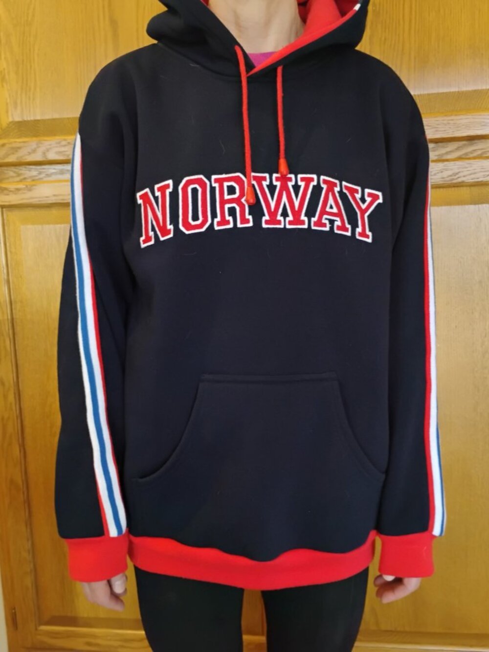 Norway Sweatshirt Hoodie ~ Dark Navy Blue with Red Accents, Norske colors!